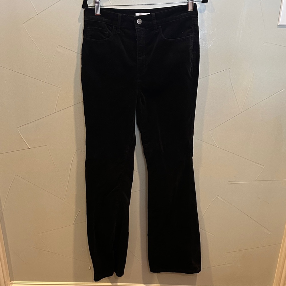 LOFT Black Five Pocket Slim Flare Pants in Velvet